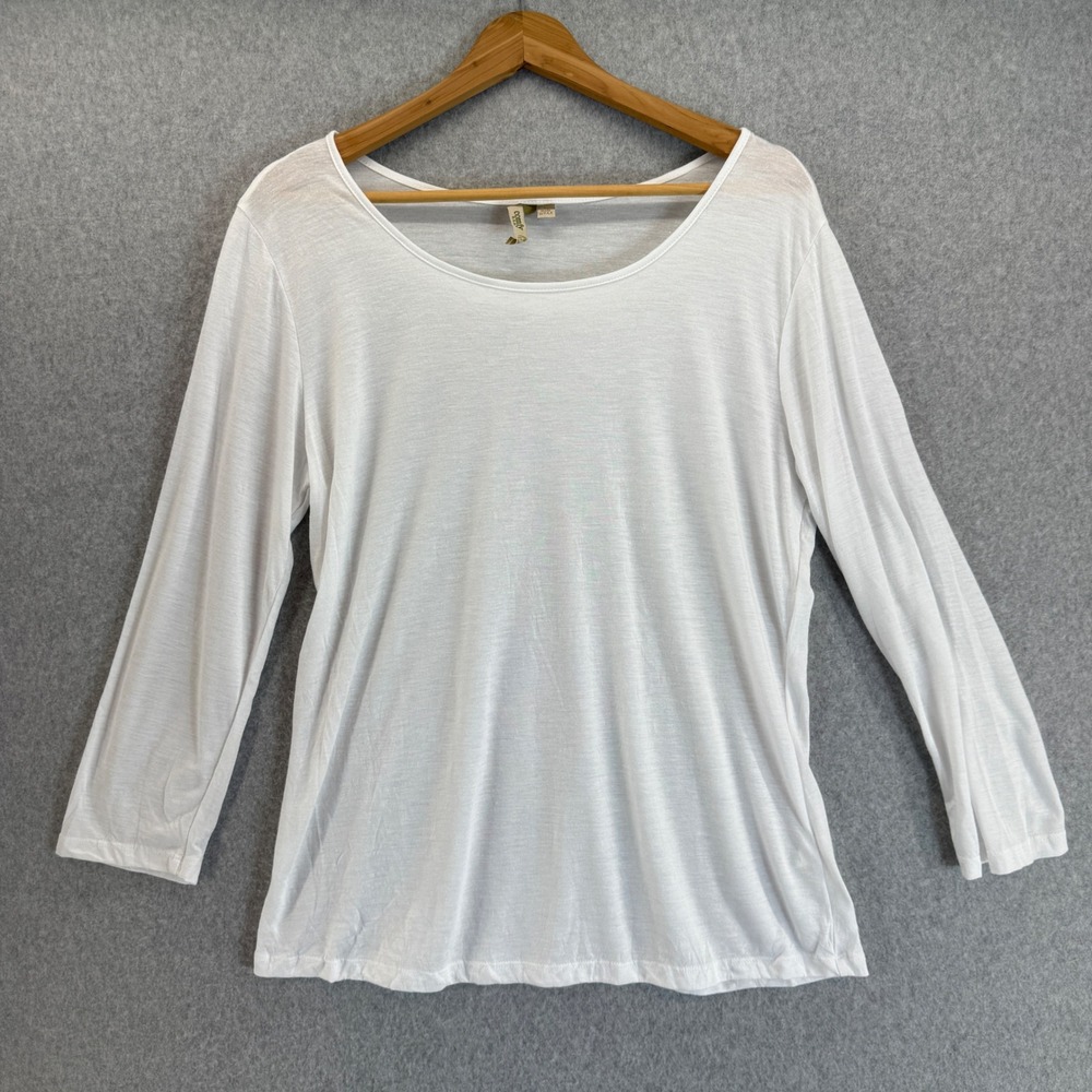 Comfy USA‎ White 3/4 Sleeve Top Scoop Neck Casual Everyday Womens Size Large